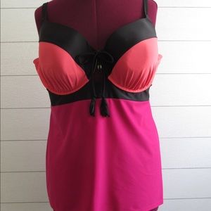 Lane Bryant color block tankini swim top